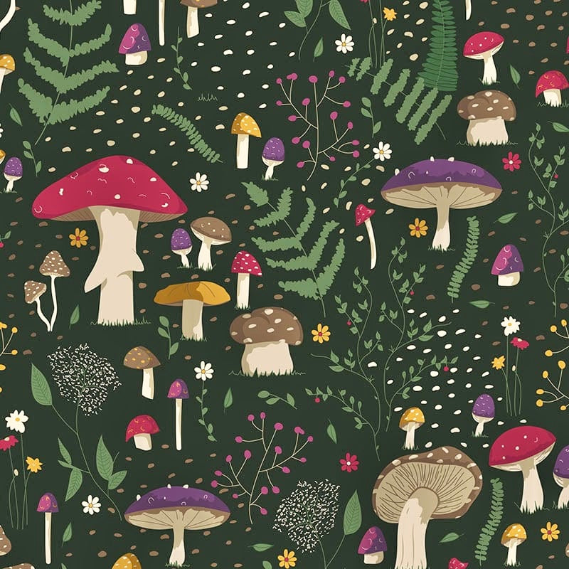 Forest Journal Mushroom Zipped Project Bag - Small/Sock Size
