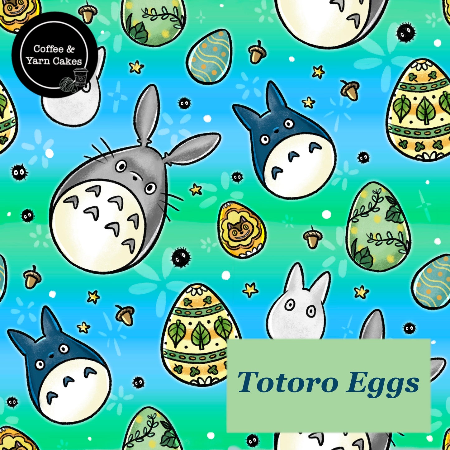 Easter Egg Totoro Zipped Project Bag - Extra Large Size