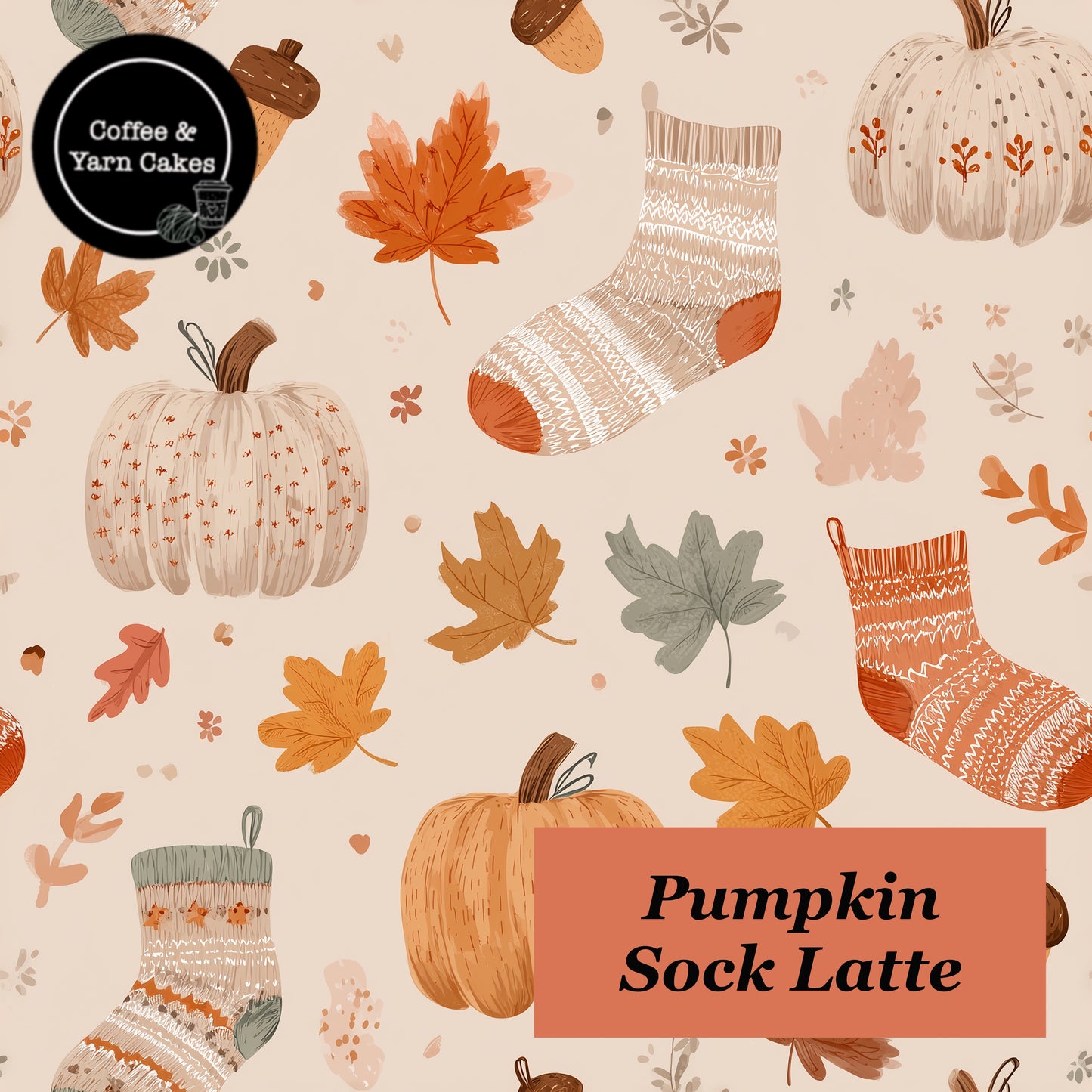 Pumpkin Sock Latte Zipped Project Bag - Small/Sock Size