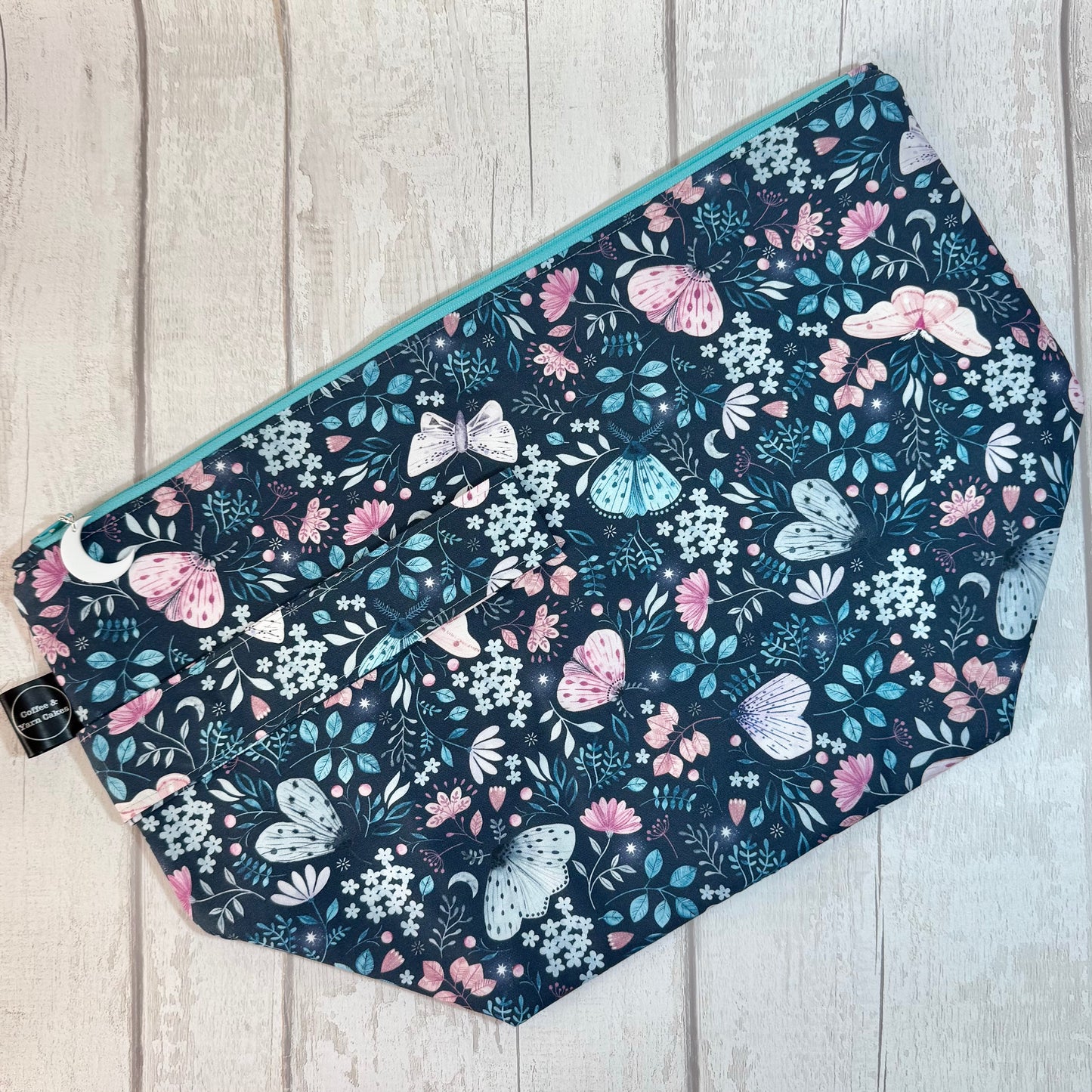 Nightfall Moths Zipped Project Bag - Extra Large Size
