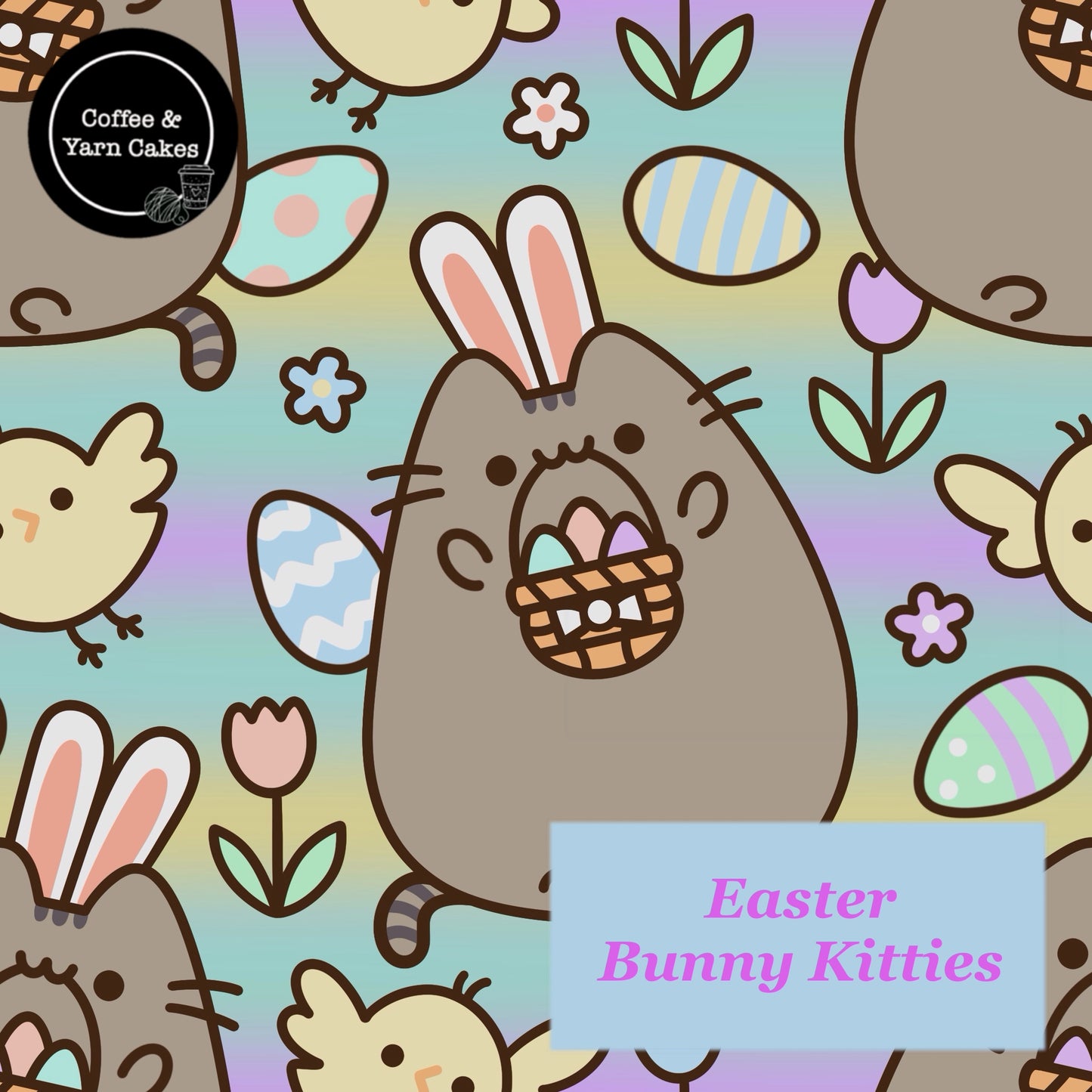 Easter Bunny Kitty Zipped Project Bag - Small/Sock Size