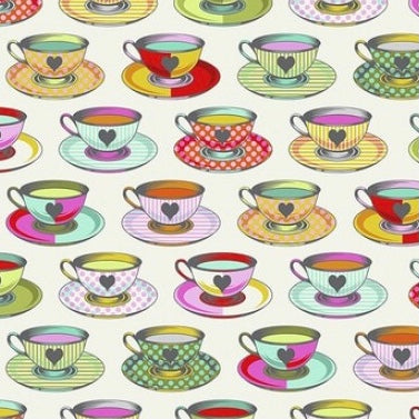 Curiouser Tea Time Cream Wonderland Zipped Fabric Pyramid Notions Pouch
