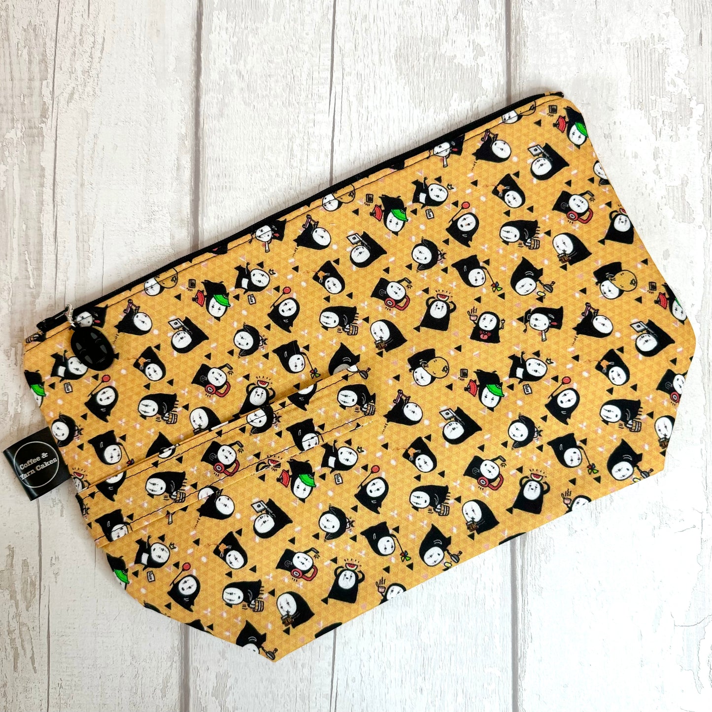 Yellow Kaonashi No Face Zipped Project Bag - Large Size