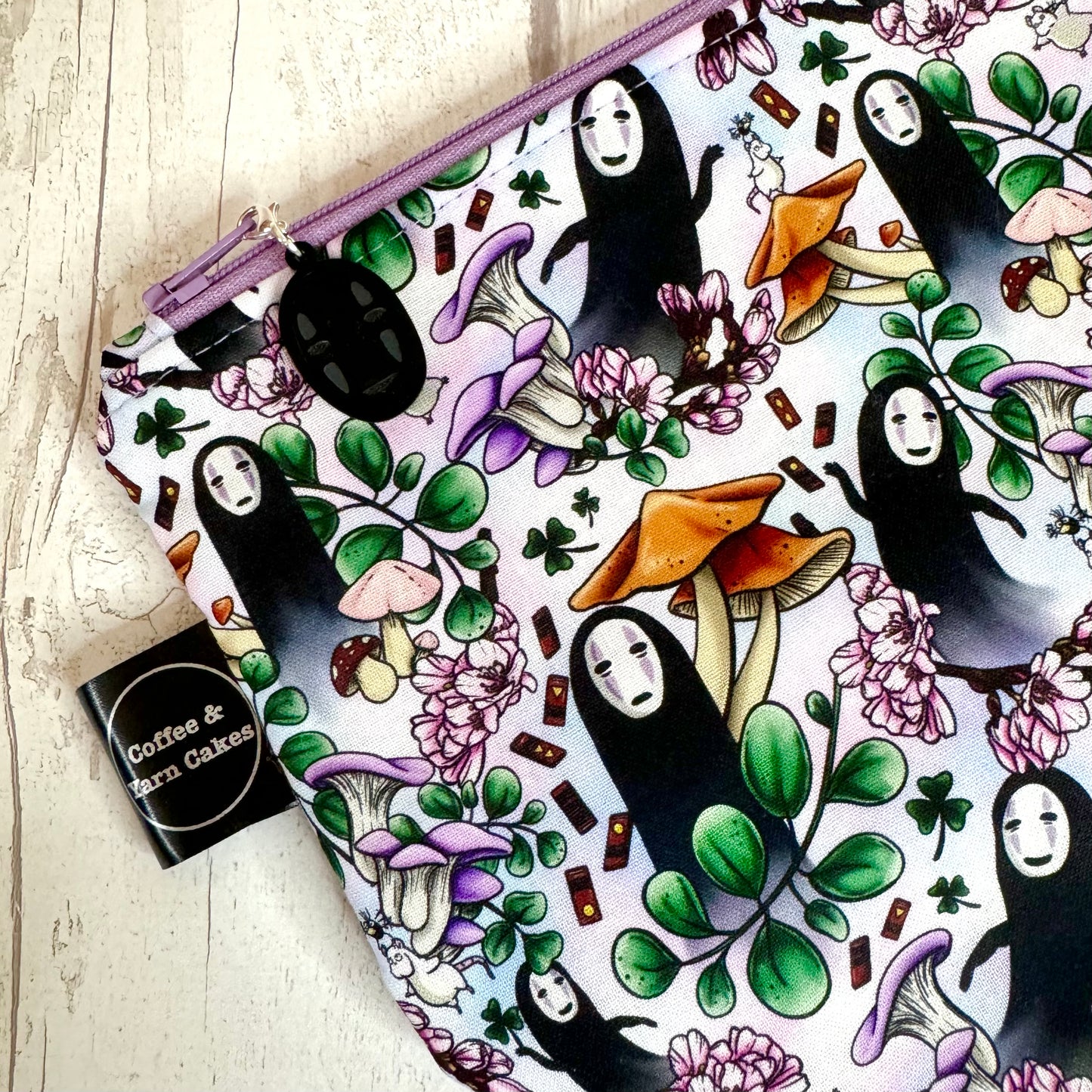 Mushroom Kaonashi No Face Zipped Project Bag - Small/Sock Size
