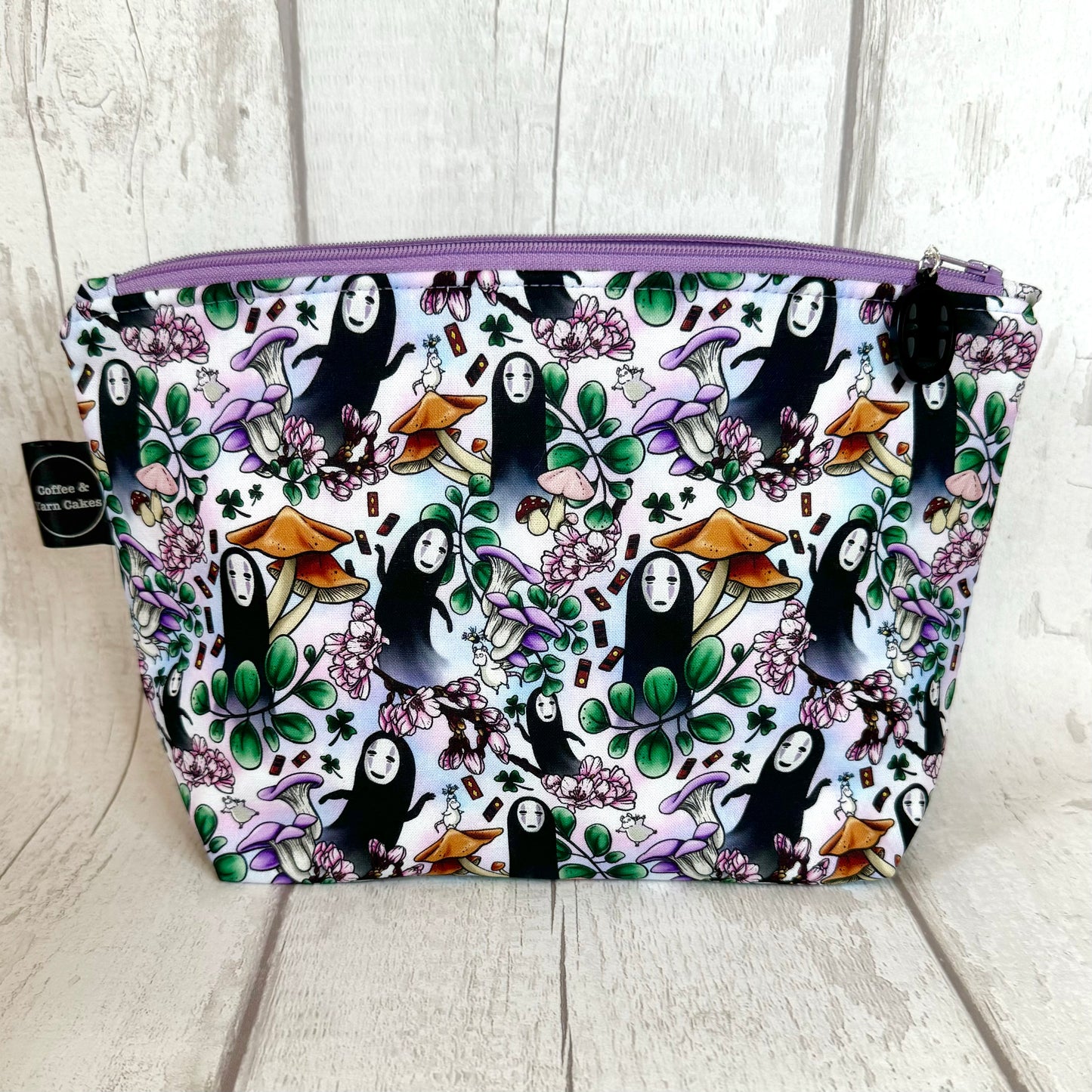 Mushroom Kaonashi No Face Zipped Project Bag - Small/Sock Size