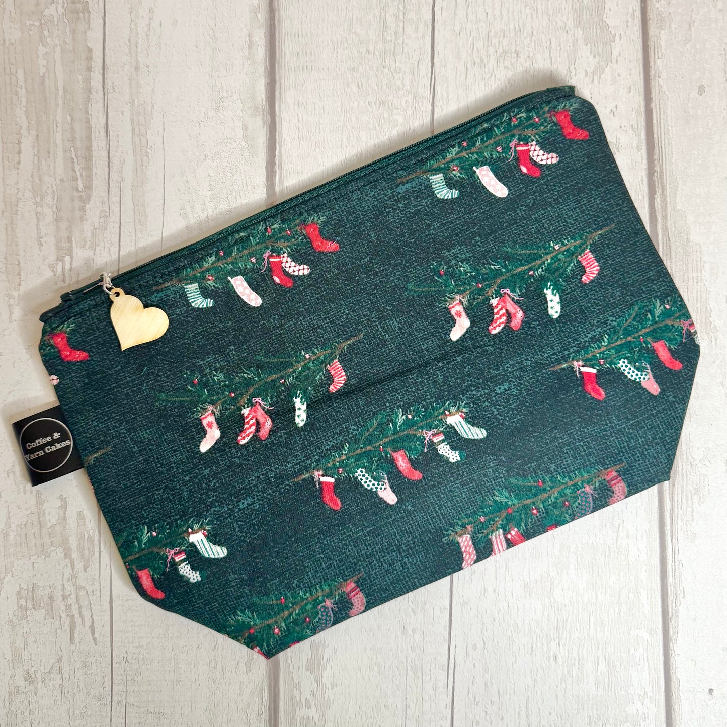 Deck The Halls Christmas Stockings Zipped Project Bag - Small/Sock Size