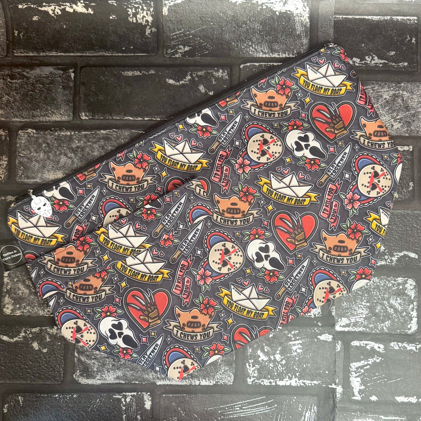 I Would Kill For You Horror Zipped Project Bag - Extra Large Size