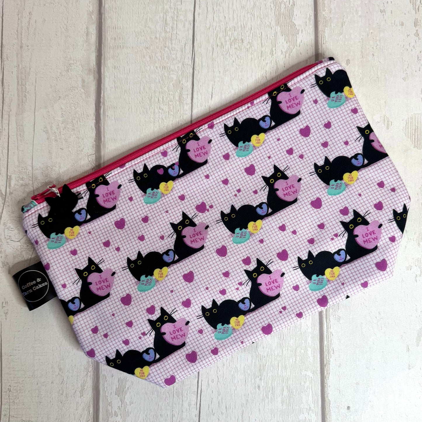 I Love Mew Cats Zipped Project Bag - Small/Sock Size