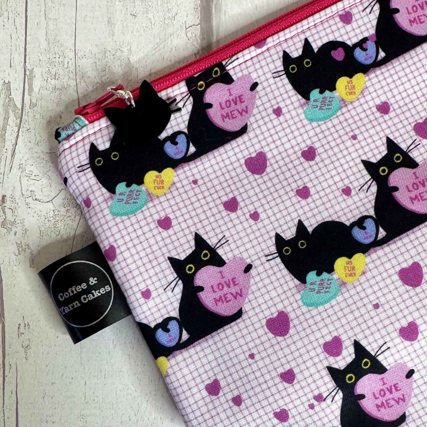 I Love Mew Cats Zipped Project Bag - Small/Sock Size