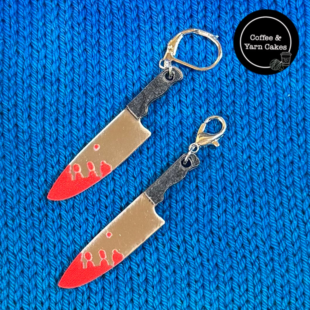 Bloody Carving Knife Horror Stitch Marker Progress Keeper