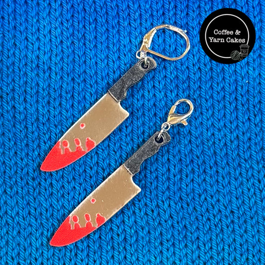 Bloody Carving Knife Horror Stitch Marker Progress Keeper