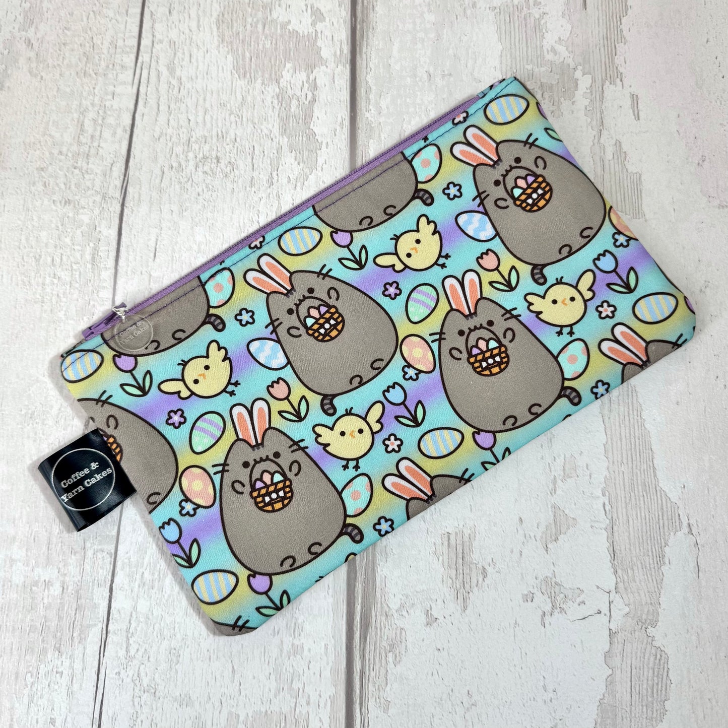 Easter Bunny Kitty Zipped Notions Hook DPN Pouch/Case
