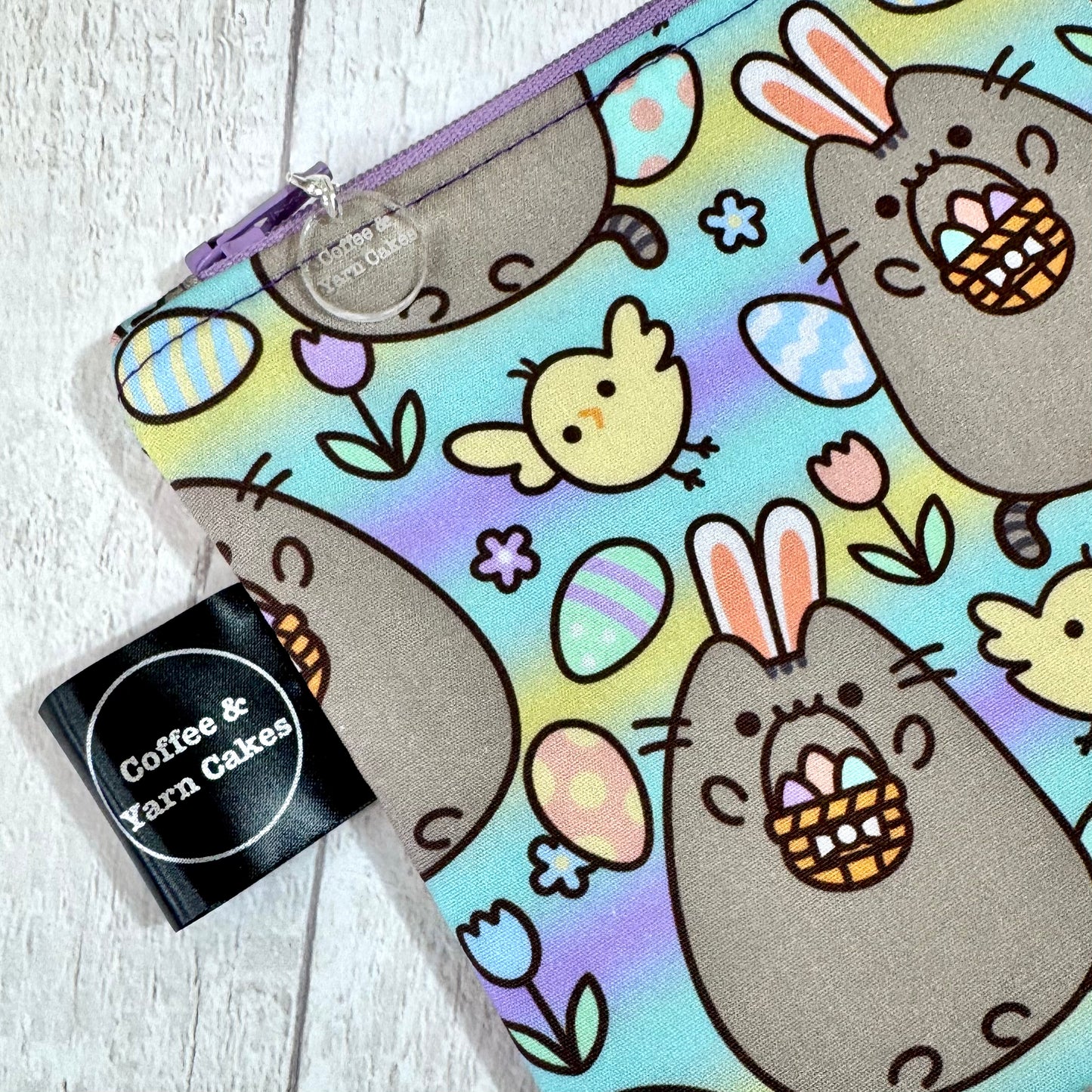 Easter Bunny Kitty Zipped Notions Hook DPN Pouch/Case
