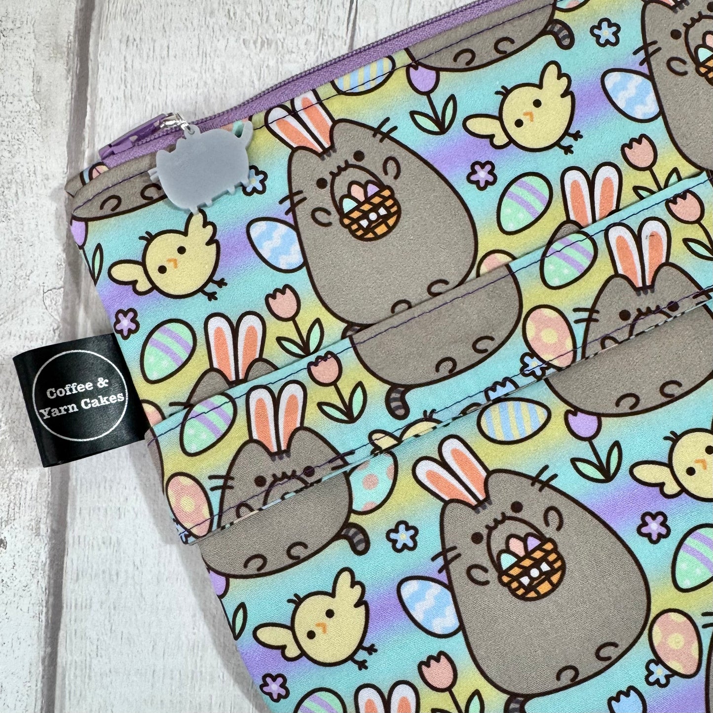 Easter Bunny Kitty Zipped Project Bag - Large Size