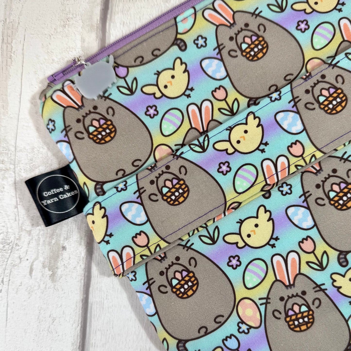 Easter Bunny Kitty Zipped Project Bag - Extra Large Size