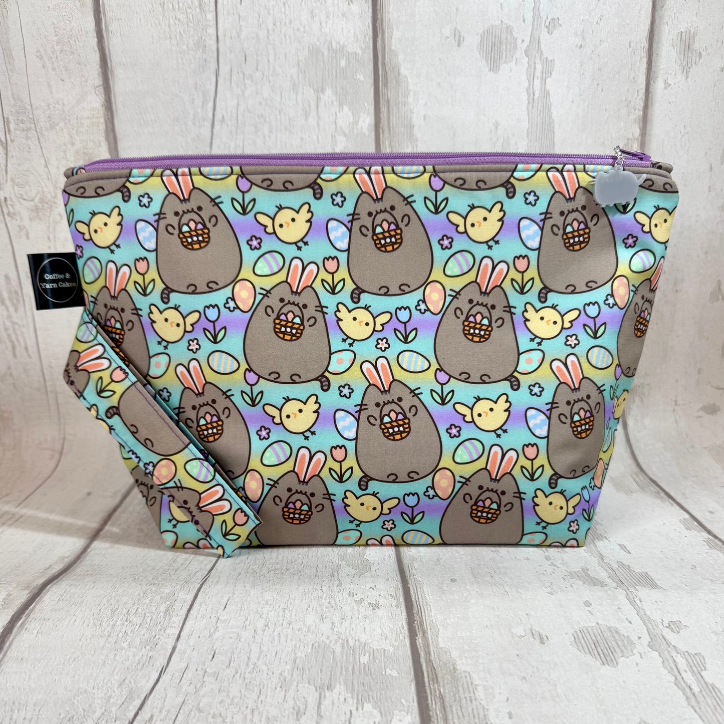 Easter Bunny Kitty Zipped Project Bag - Large Size