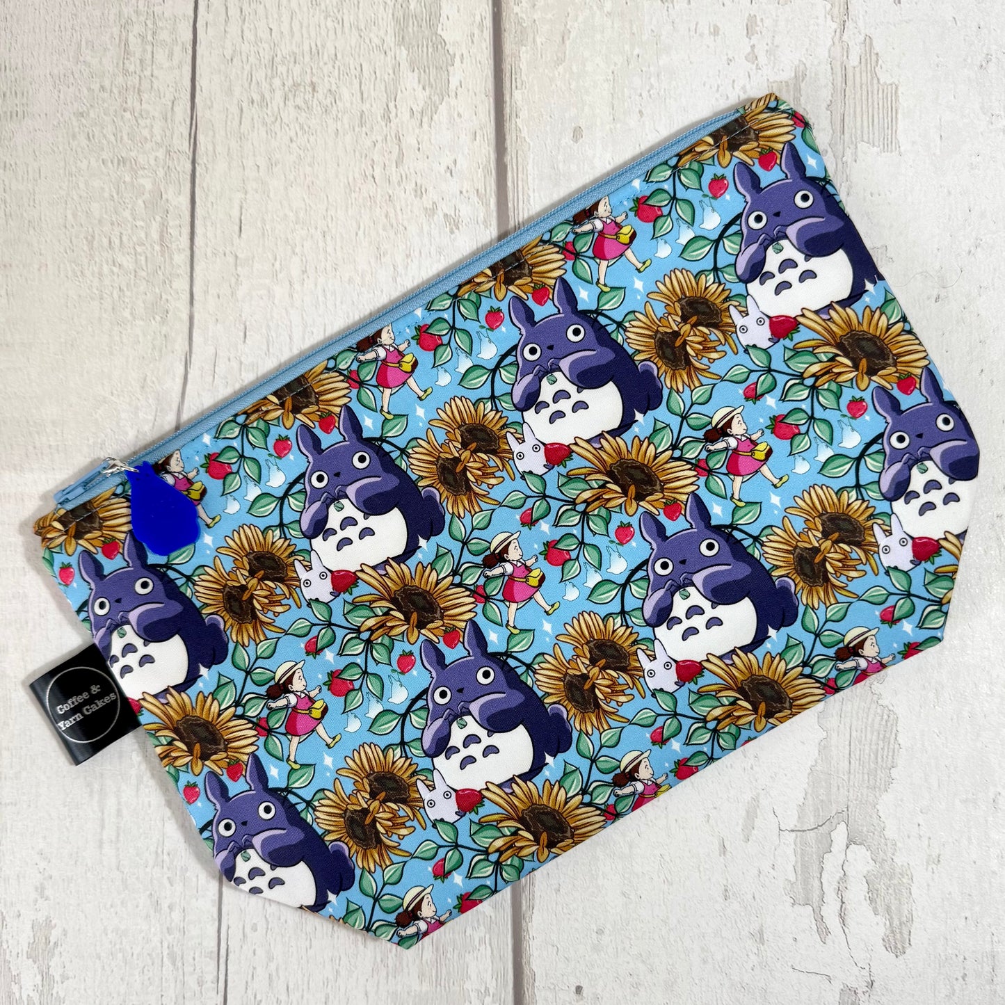 Sunflower Totoro Zipped Project Bag - Small/Sock Size