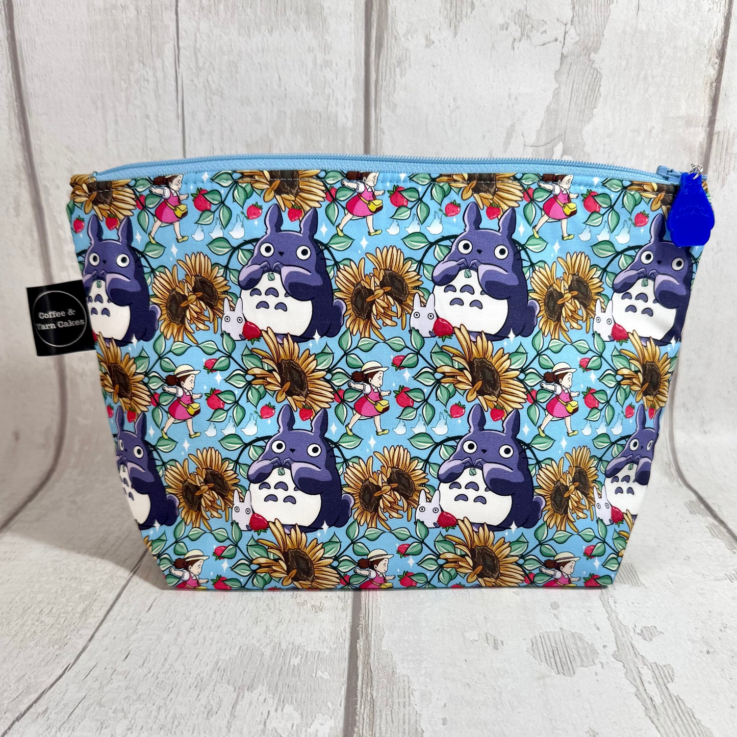 Sunflower Totoro Zipped Project Bag - Small/Sock Size