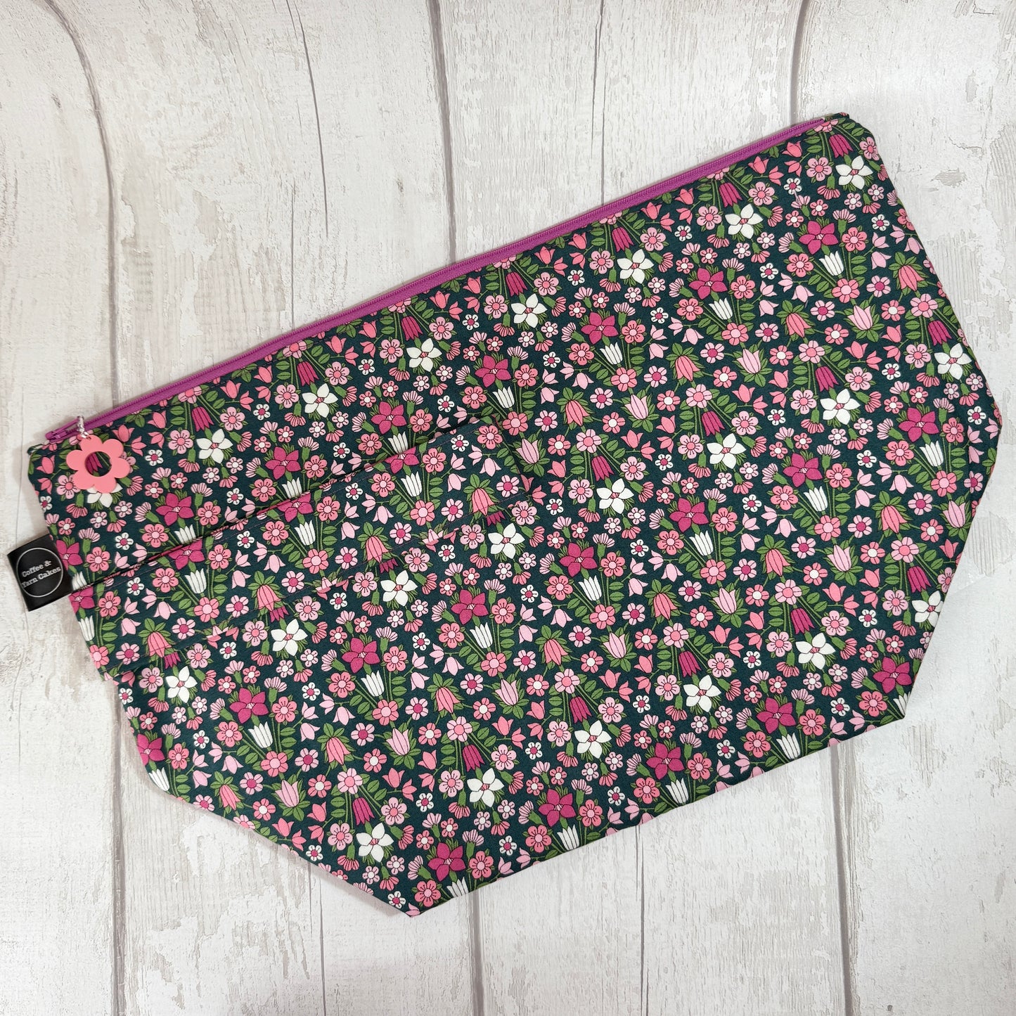 Liberty Flower Show Pink Zipped Project Bag - Extra Large Size