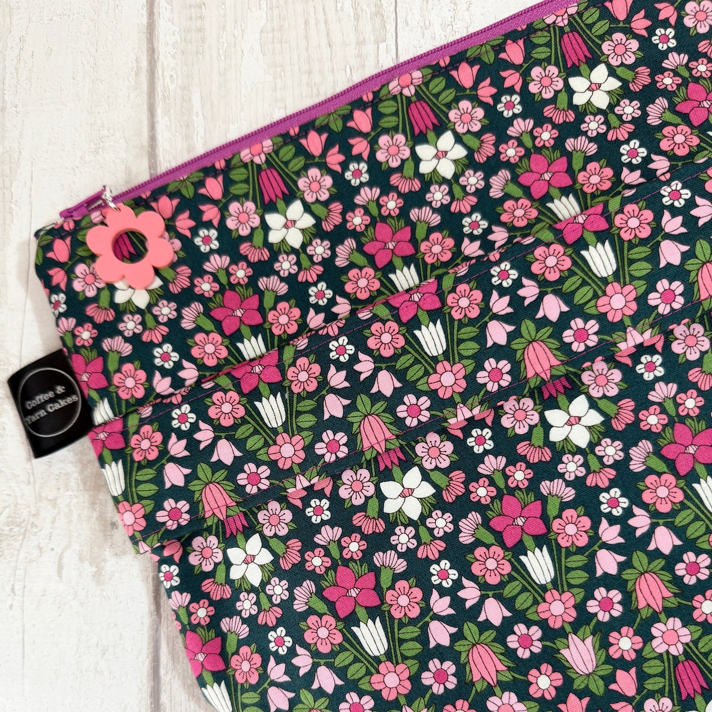 Liberty Flower Show Pink Zipped Project Bag - Extra Large Size