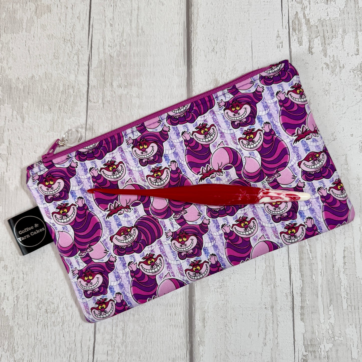 Cheshire Cat Wonderland Zipped Notions Hook DPN Pouch/Case