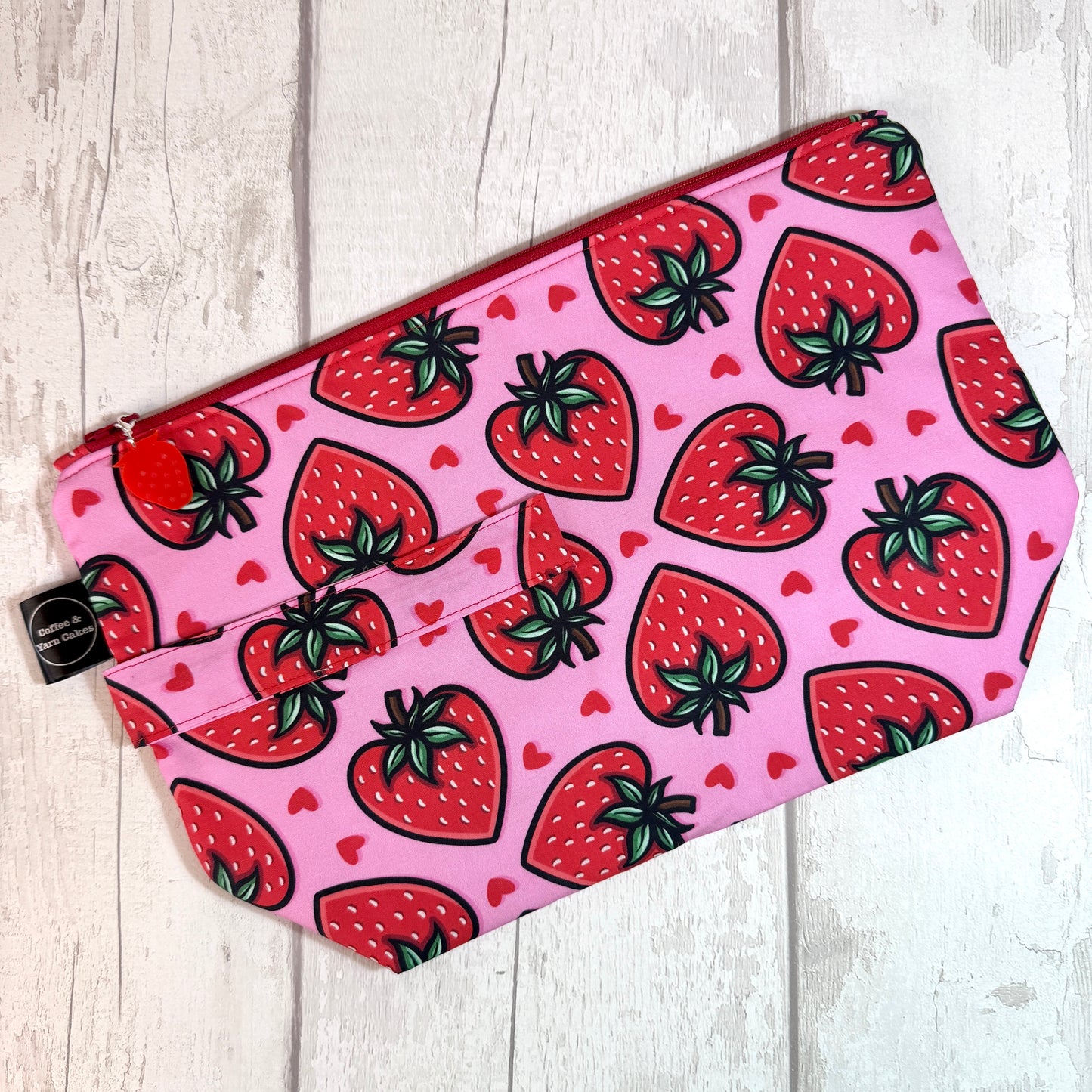 Strawberry Love Zipped Project Bag - Large Size
