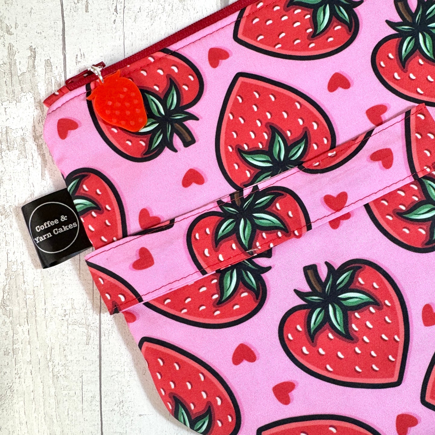 Strawberry Love Zipped Project Bag - Large Size