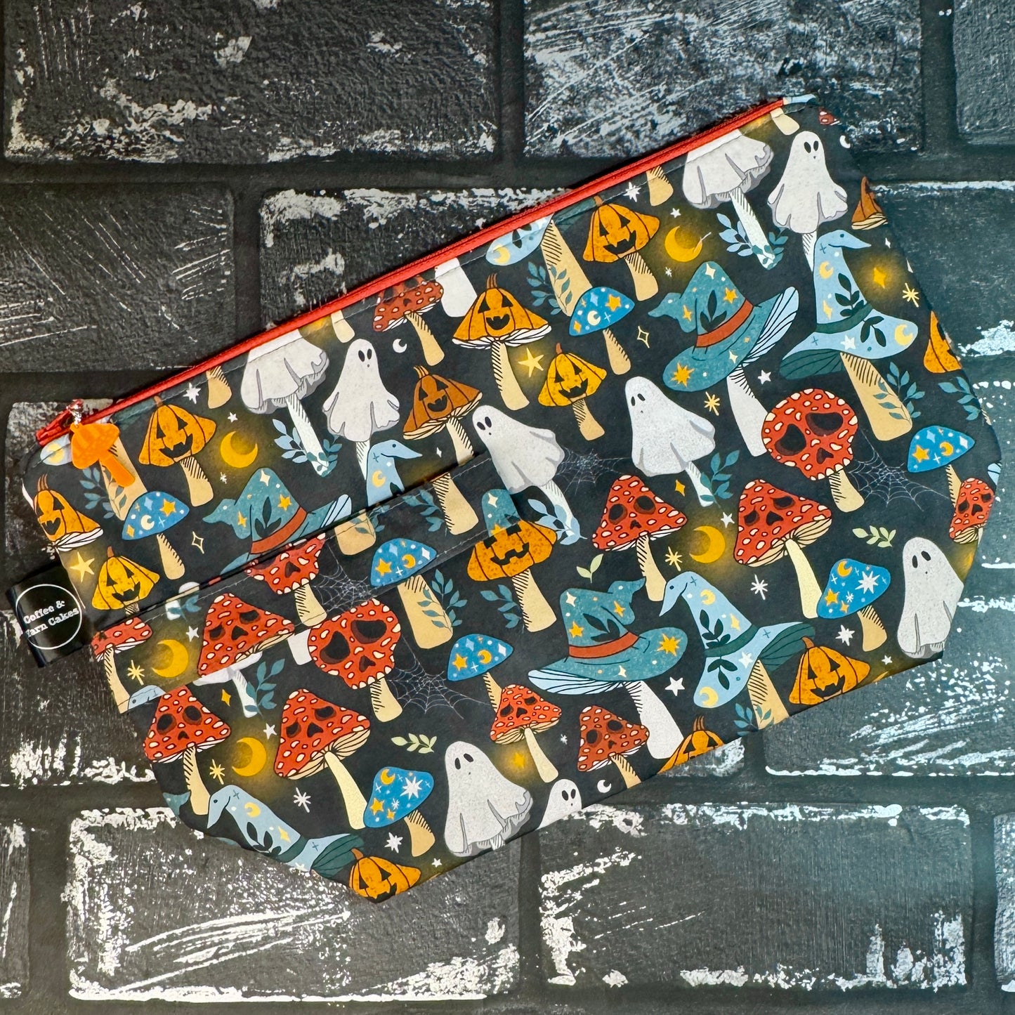 Spook Shrooms Zipped Project Bag - Large Size
