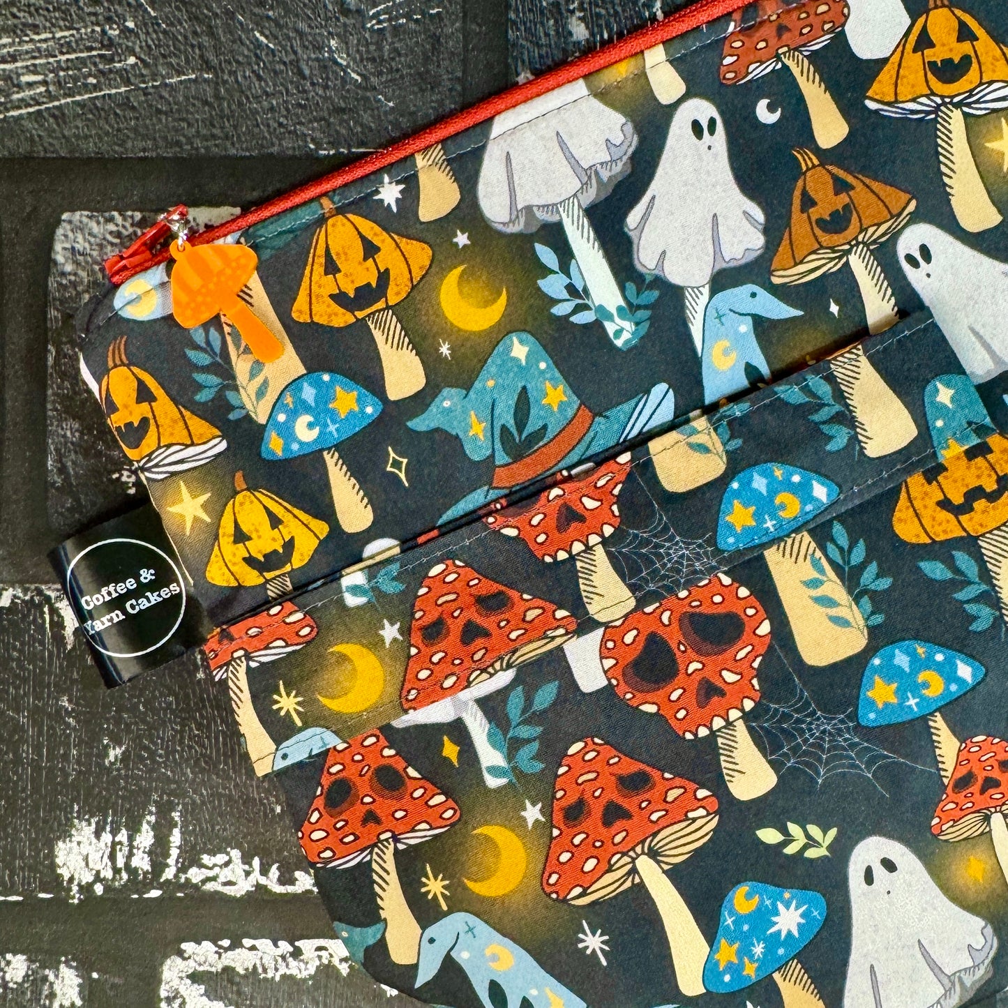 Spook Shrooms Zipped Project Bag - Large Size