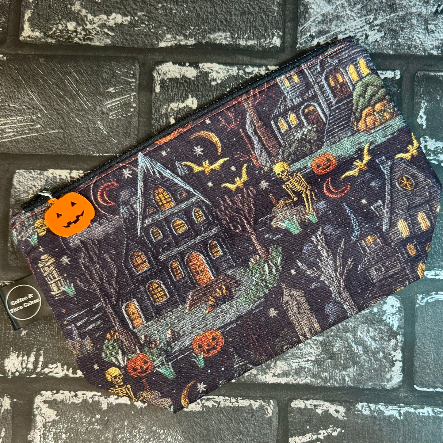 Haunted House Zipped Project Bag - Small/Sock Size