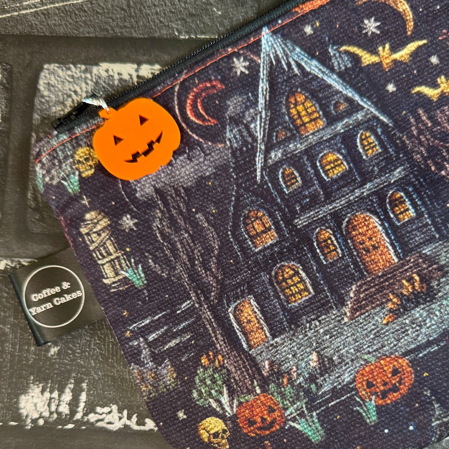 Haunted House Zipped Project Bag - Small/Sock Size