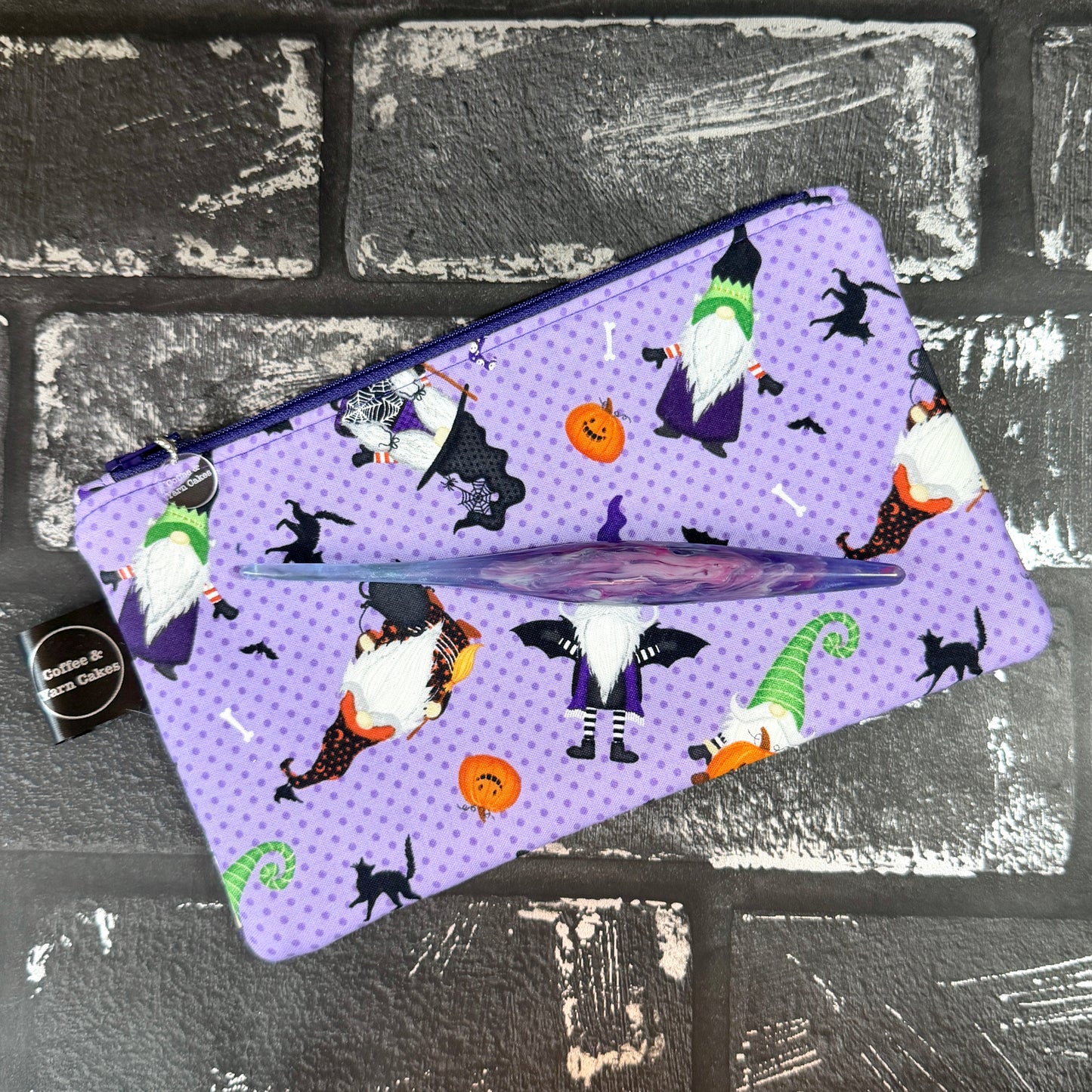Gnome-ster Mash Halloween Gnomes Zipped Notions Hook DPN Pouch/Case