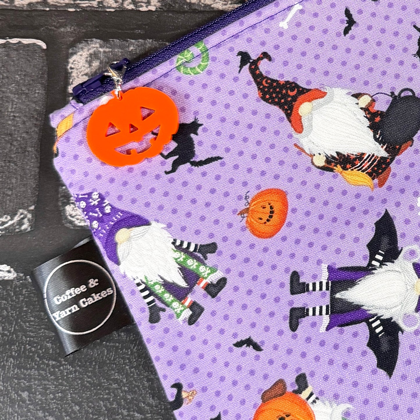 Gnome-ster Mash Halloween Gnomes Zipped Project Bag - Small/Sock Size