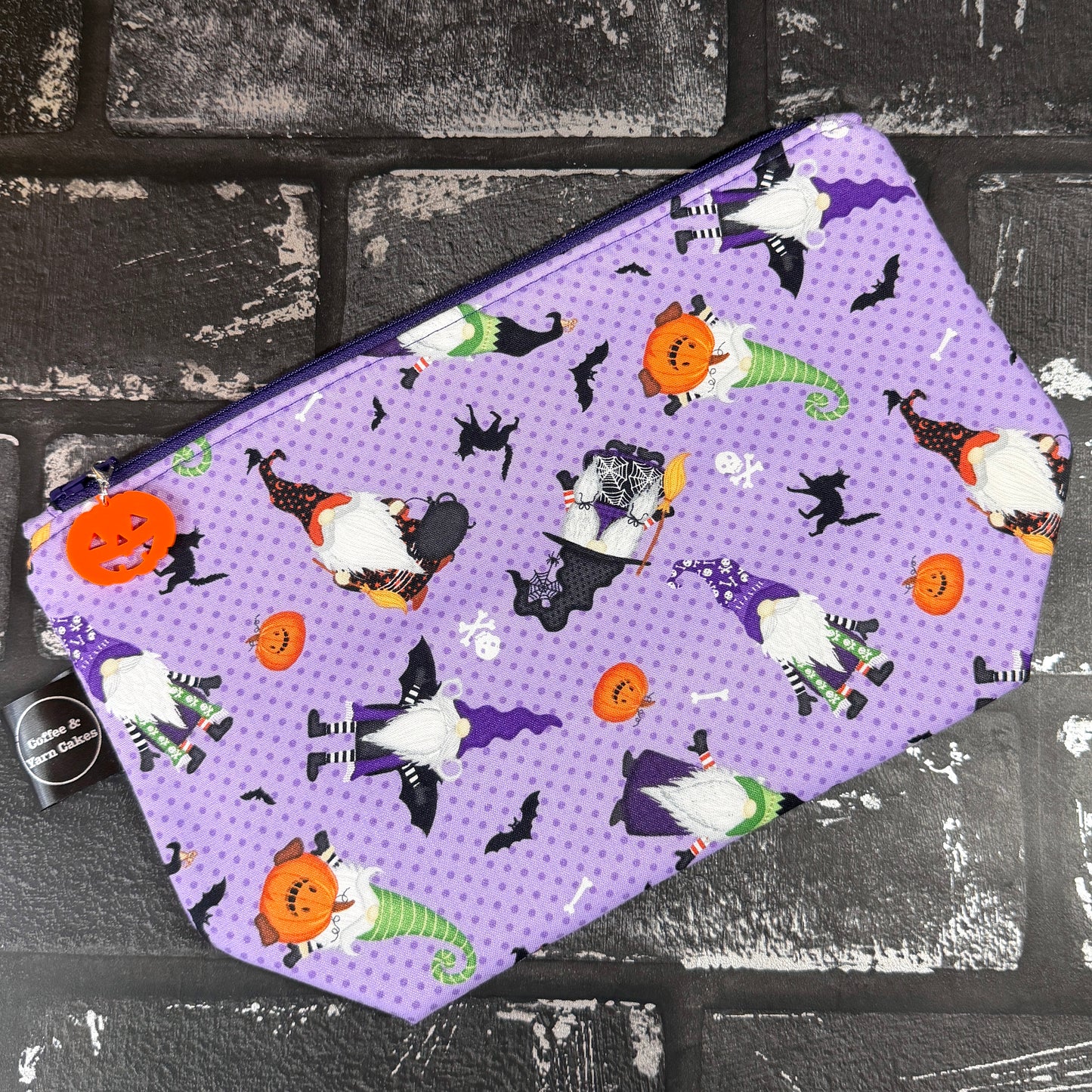 Gnome-ster Mash Halloween Gnomes Zipped Project Bag - Small/Sock Size