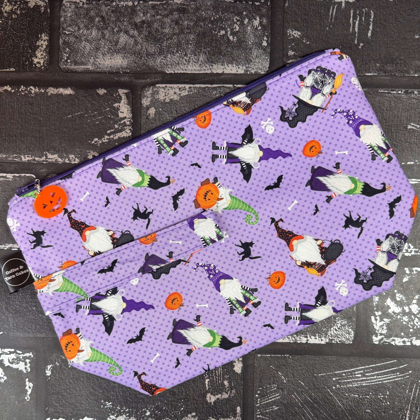 Gnome-ster Mash Halloween Gnomes Zipped Project Bag - Large Size