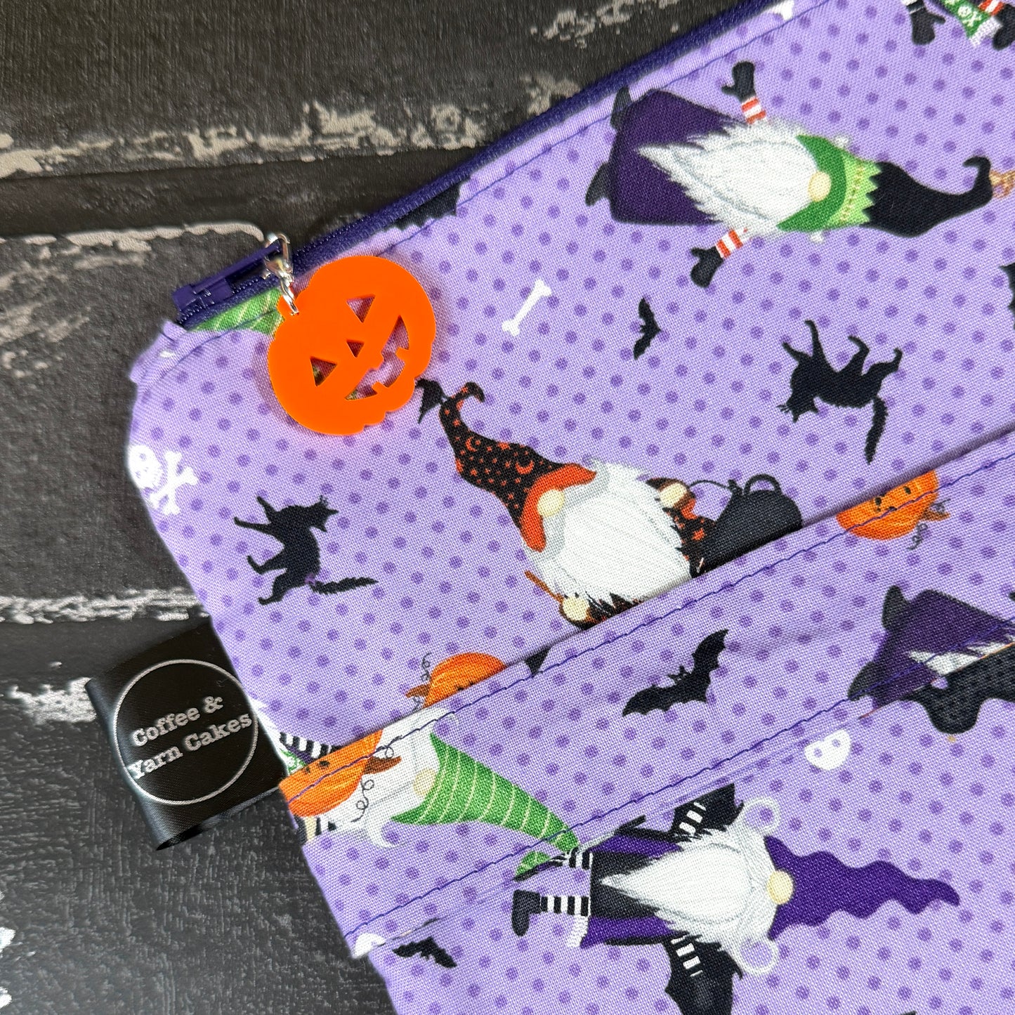 Gnome-ster Mash Halloween Gnomes Zipped Project Bag - Large Size