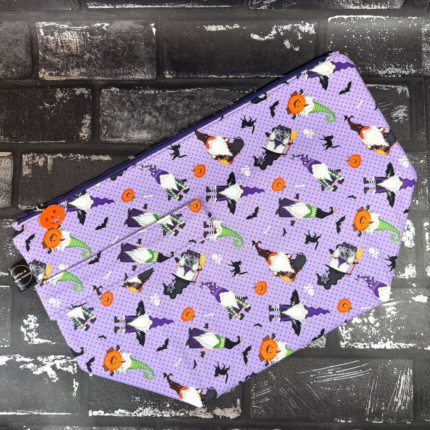 Gnome-ster Mash Halloween Gnomes Zipped Project Bag - Extra Large Size