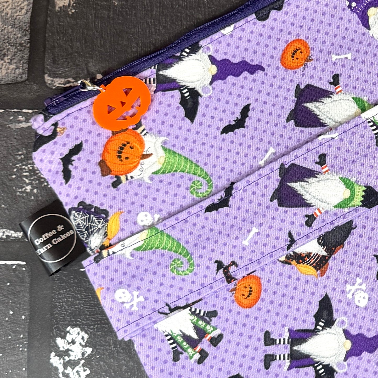 Gnome-ster Mash Halloween Gnomes Zipped Project Bag - Extra Large Size