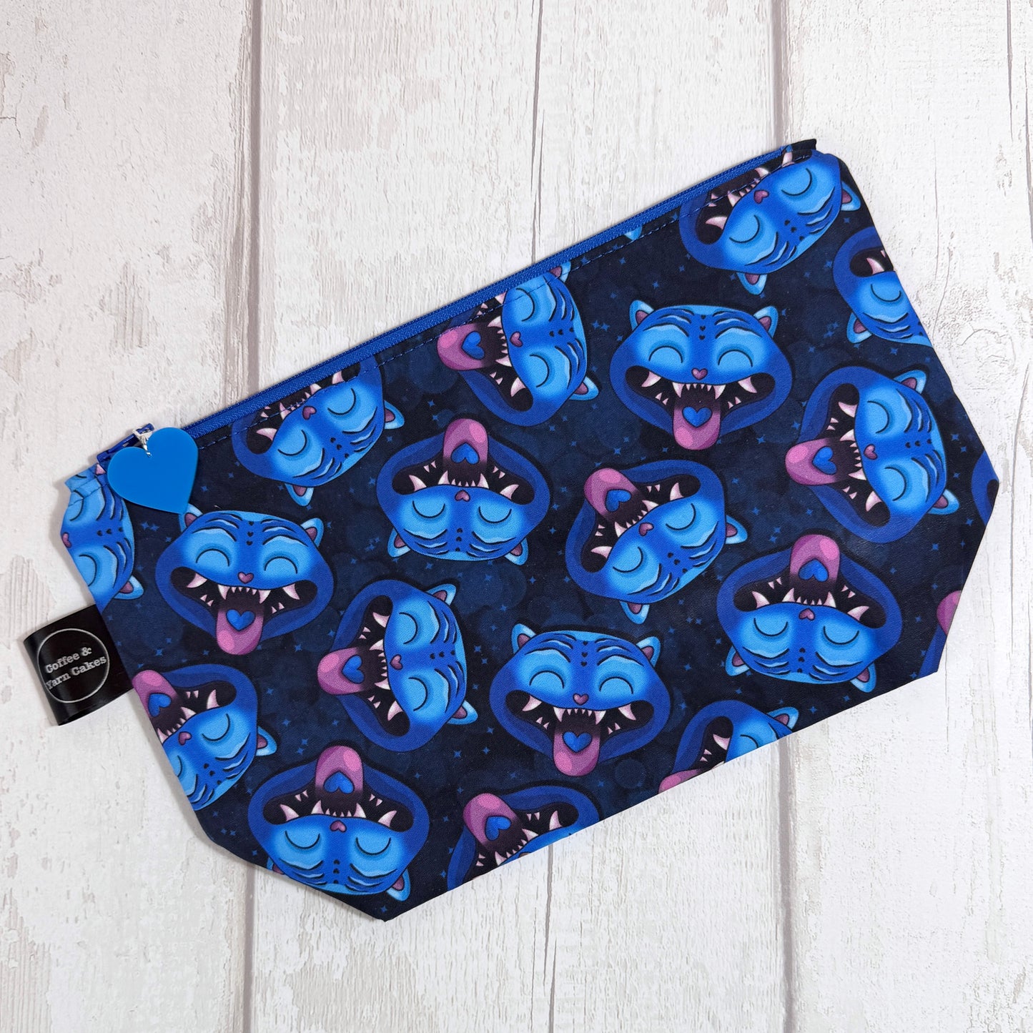 Derpy Tiger Zipped Project Bag - Small/Sock Size