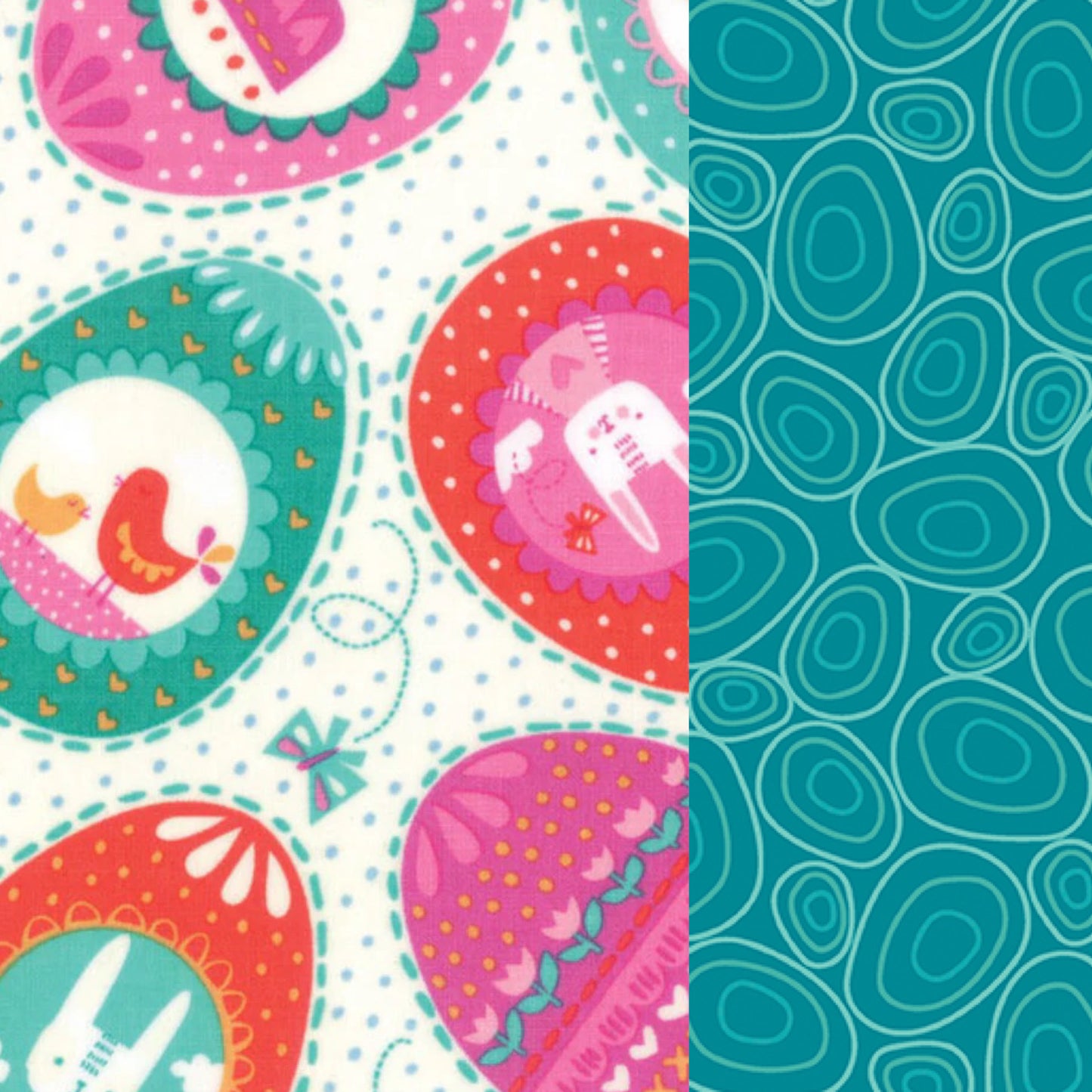 Spring Bunny Fun Zipped Project Bag - Large Size