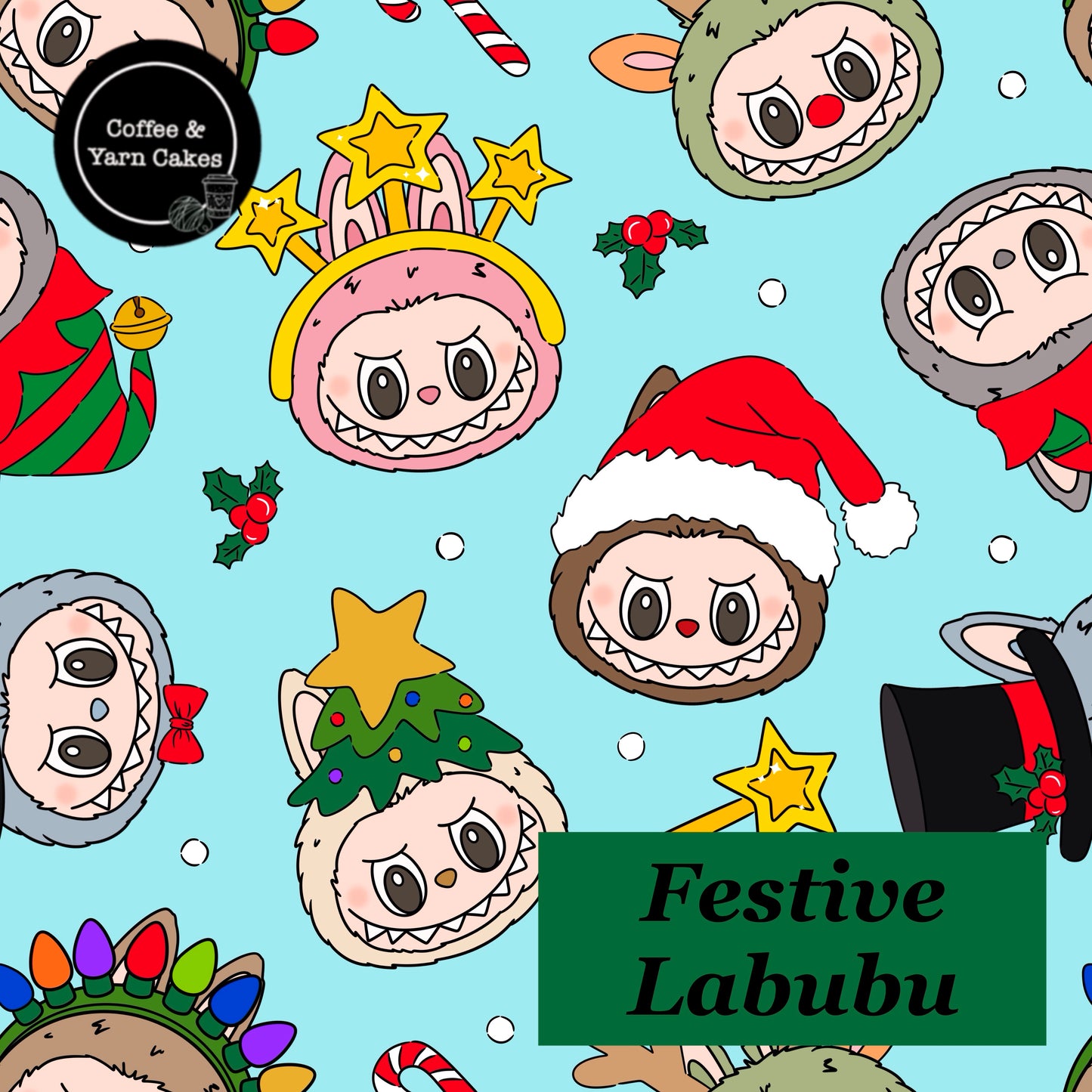 Festive Labubu Zipped Fabric Pyramid Notions Pouch