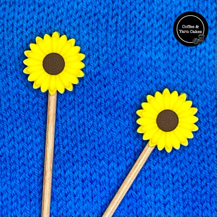 Fröhliche Maschenstopper mit Sonnenblumenmotiv, 1 Paar
