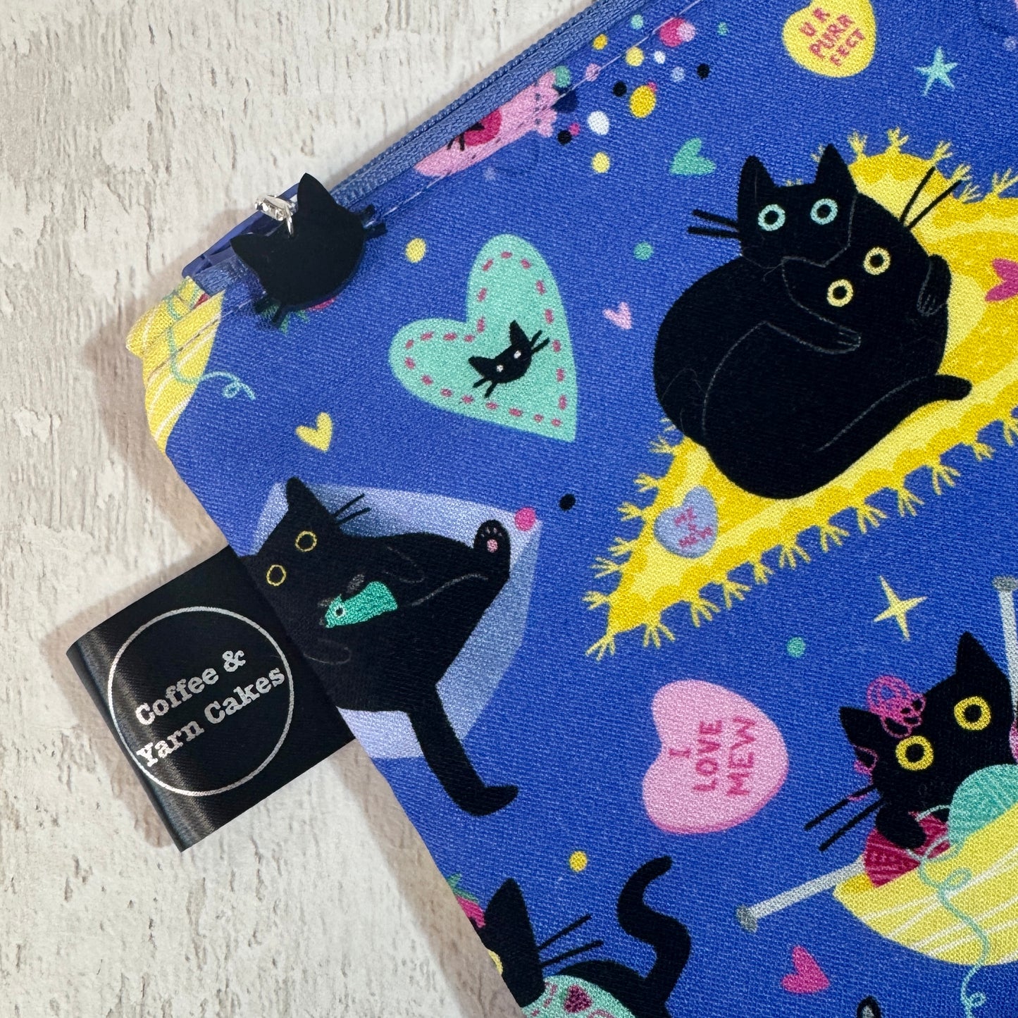 Hugs & Purrs Kitty Bag Set - Small Project Bag & Notions Pouch