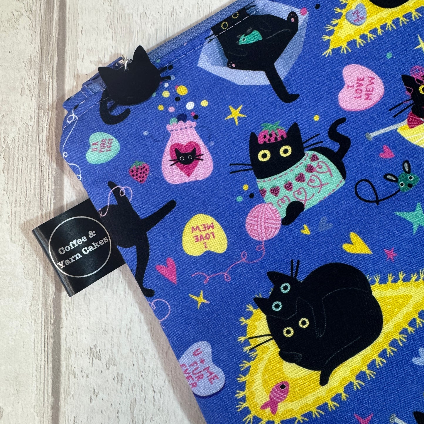 Hugs & Purrs Kitty Bag Set - Small Project Bag & Notions Pouch