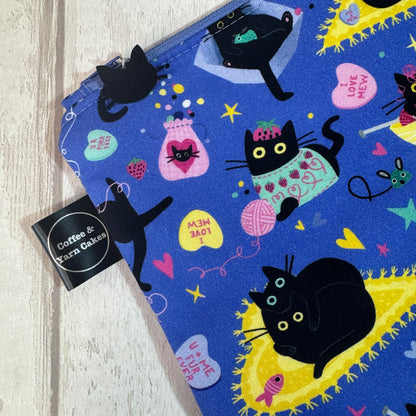 Hugs & Purrs Kitty Bag Set - Small Project Bag & Notions Pouch
