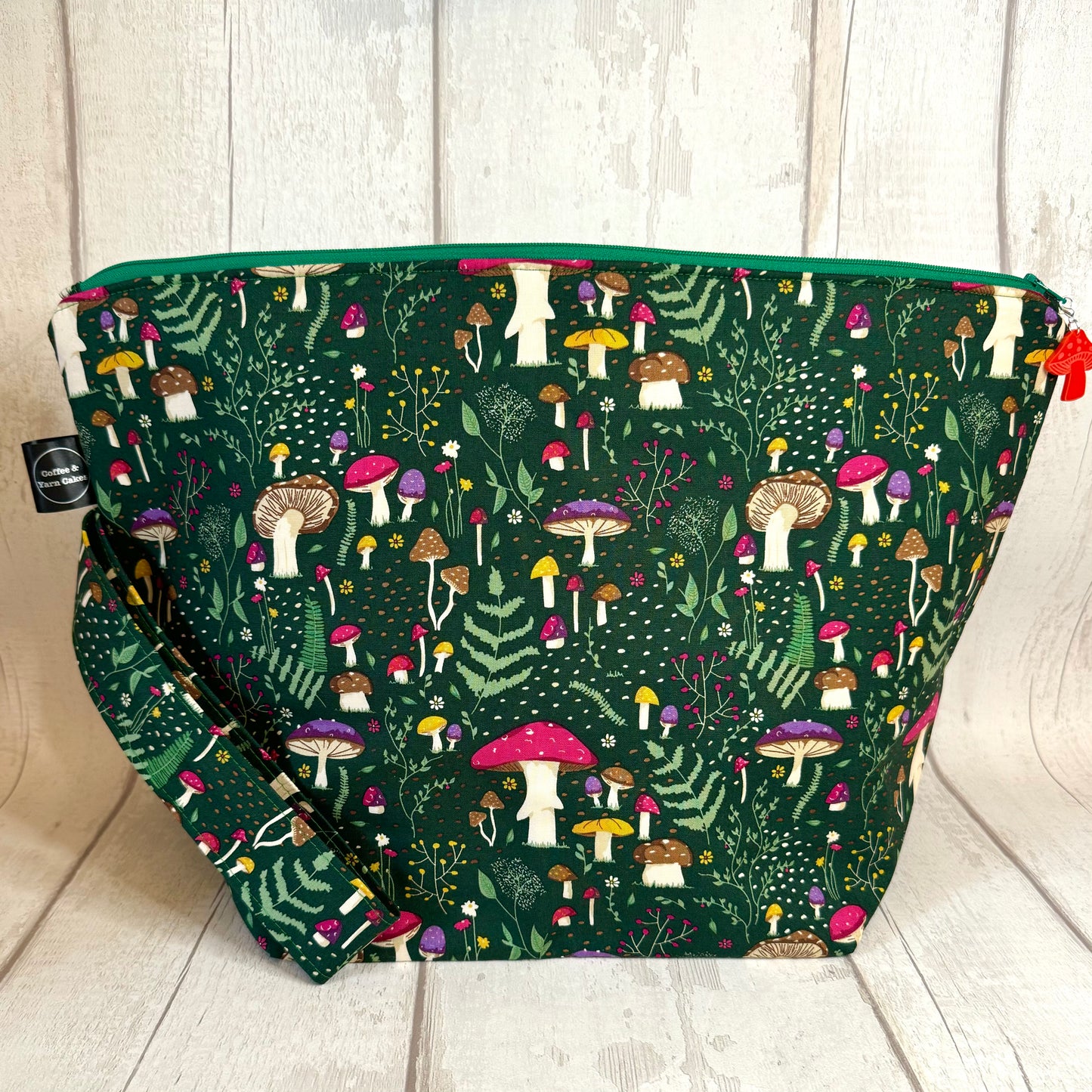 Forest Journal Mushrooms Zipped Project Bag - Extra Large Size