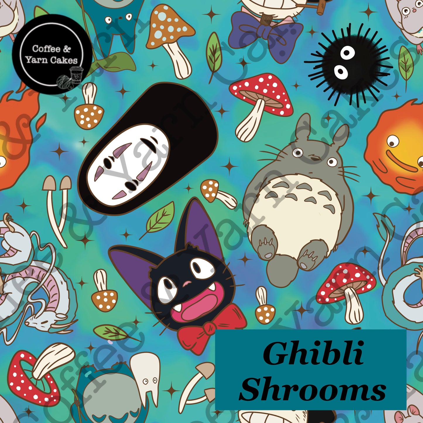 Ghibli Shrooms Zipped Project Bag - Small/Sock Size