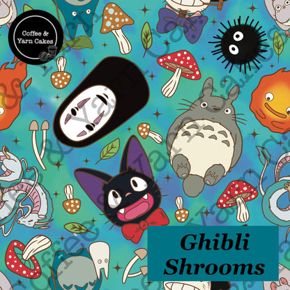Ghibli Shrooms Zipped Project Bag - Small/Sock Size