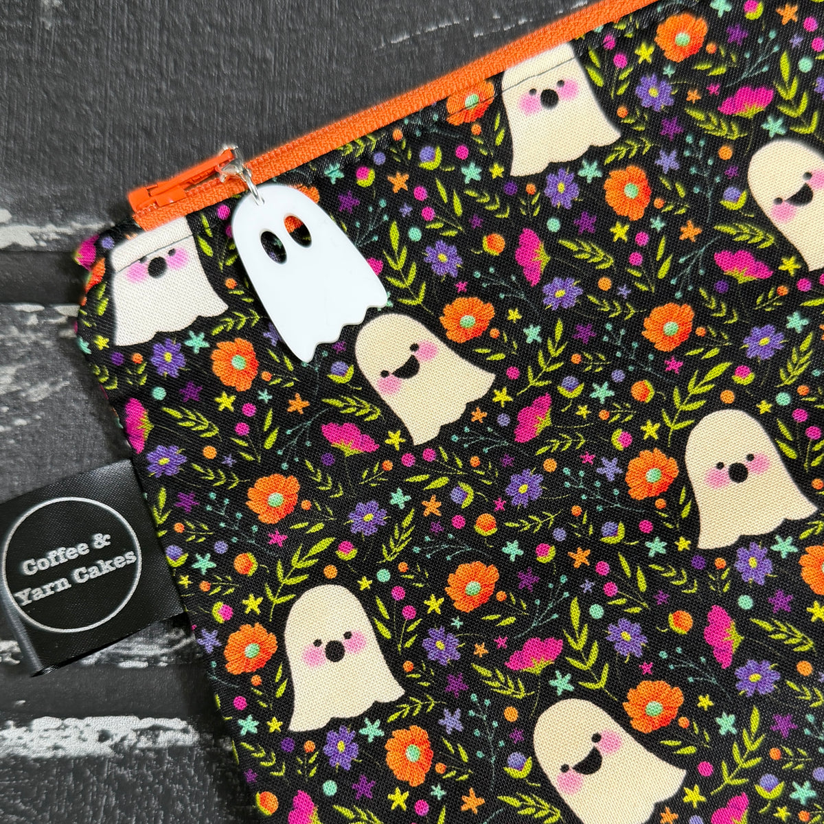 Boo-tiful Ghosties Zipped Project Bag - Small/Sock Size
