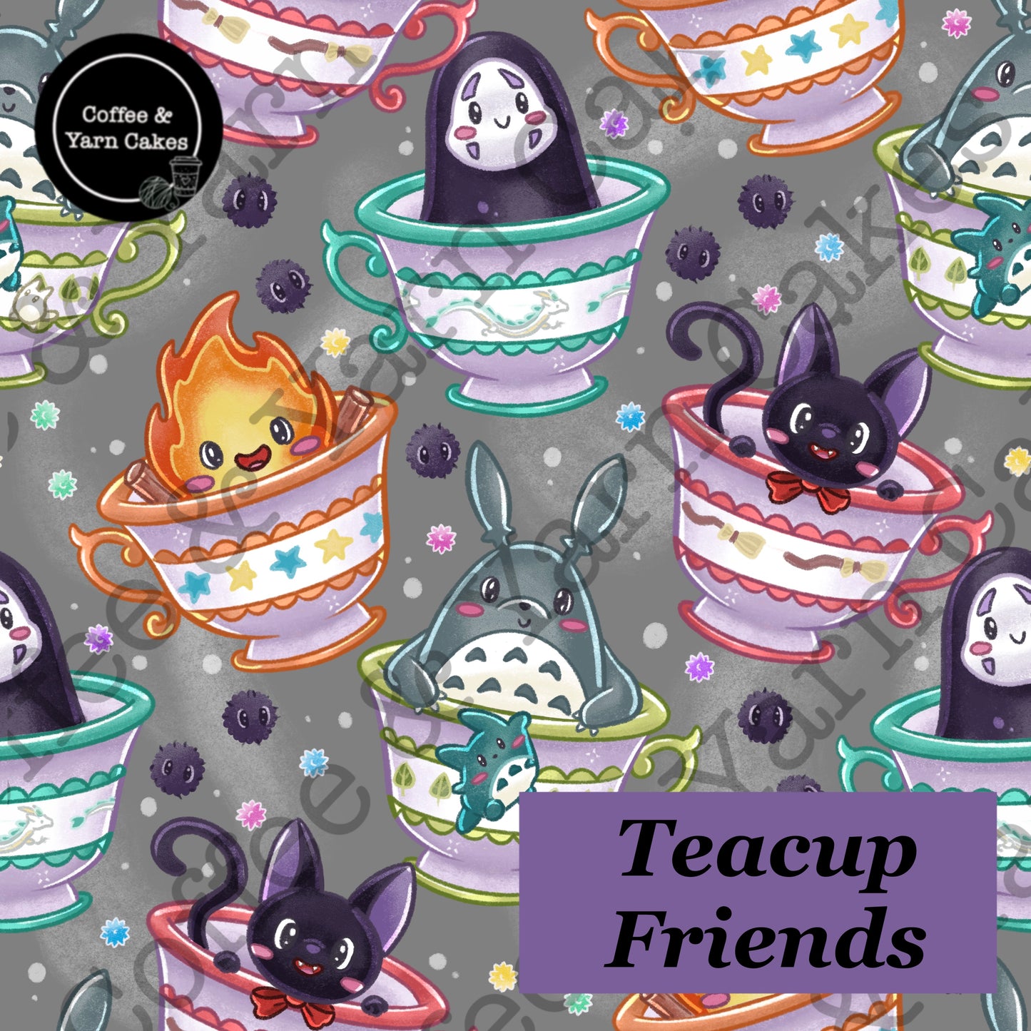 Teacup Friends Zipped Project Bag - Large Size